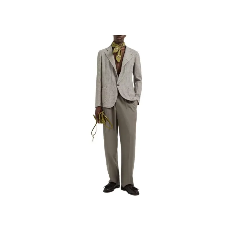 EMPORIO ARMANI Guru collar Jacket With Off centre Fastening In Armure Virgin Wool-2