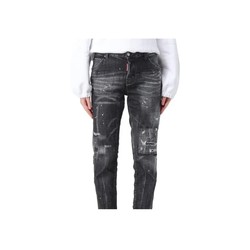 DSQUARED 2 Straight Leg Distressed Skinny Jeans-3