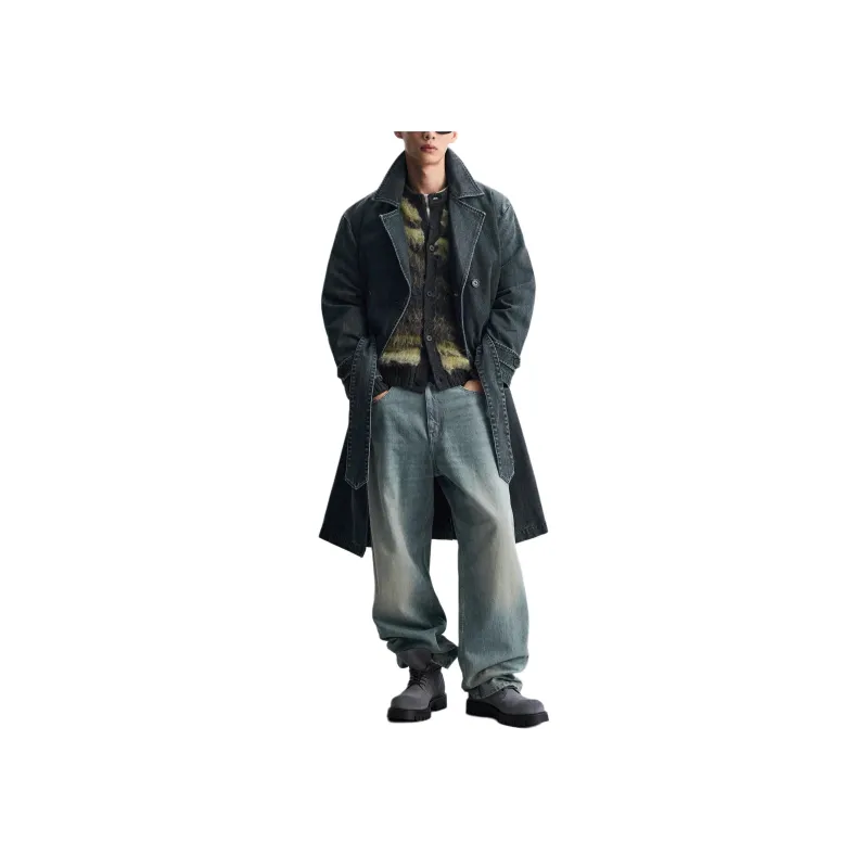 ZARA New Year Trench Coats Men Blue-3