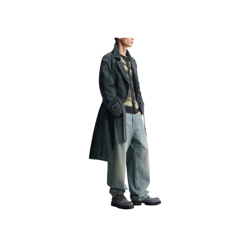 ZARA New Year Trench Coats Men Blue-2
