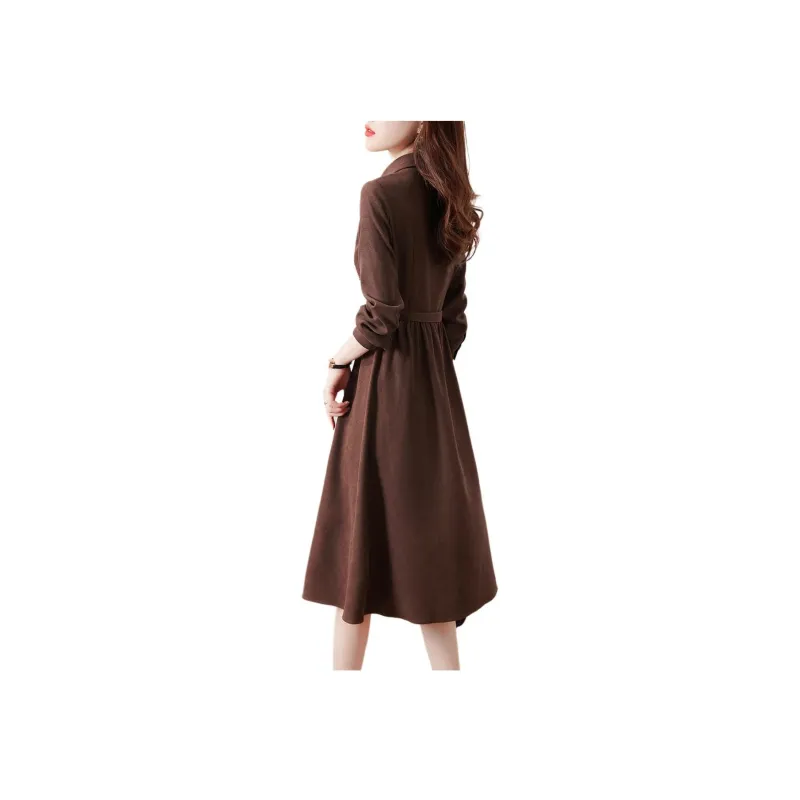 XWI Long Sleeved Dress Women's Dark Coffee-0