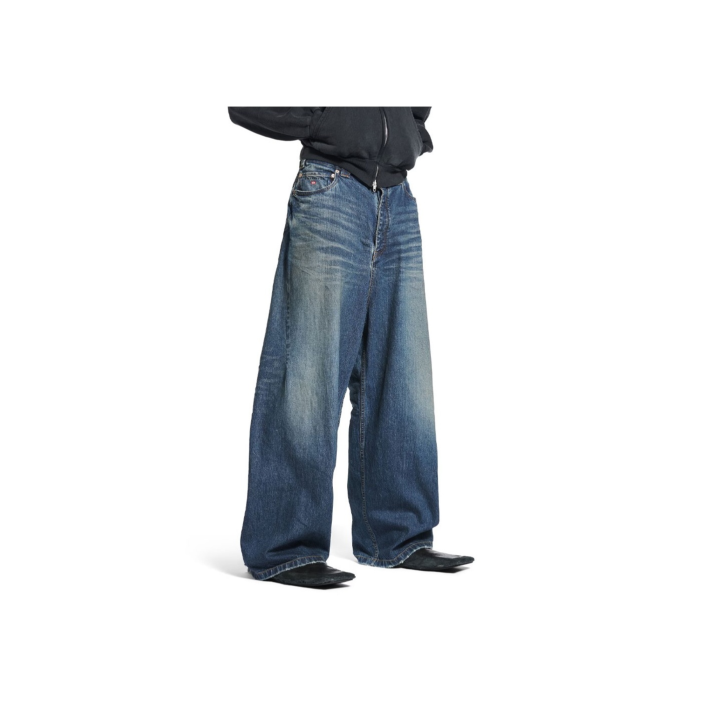 デニム・ジーパン BALENCIAGA SS25 Balenciaga Jeans Blue (810786 TRW556185) Balenciaga SS25 Jeans Loose Fit Style Men's Dark Blue - POIZON