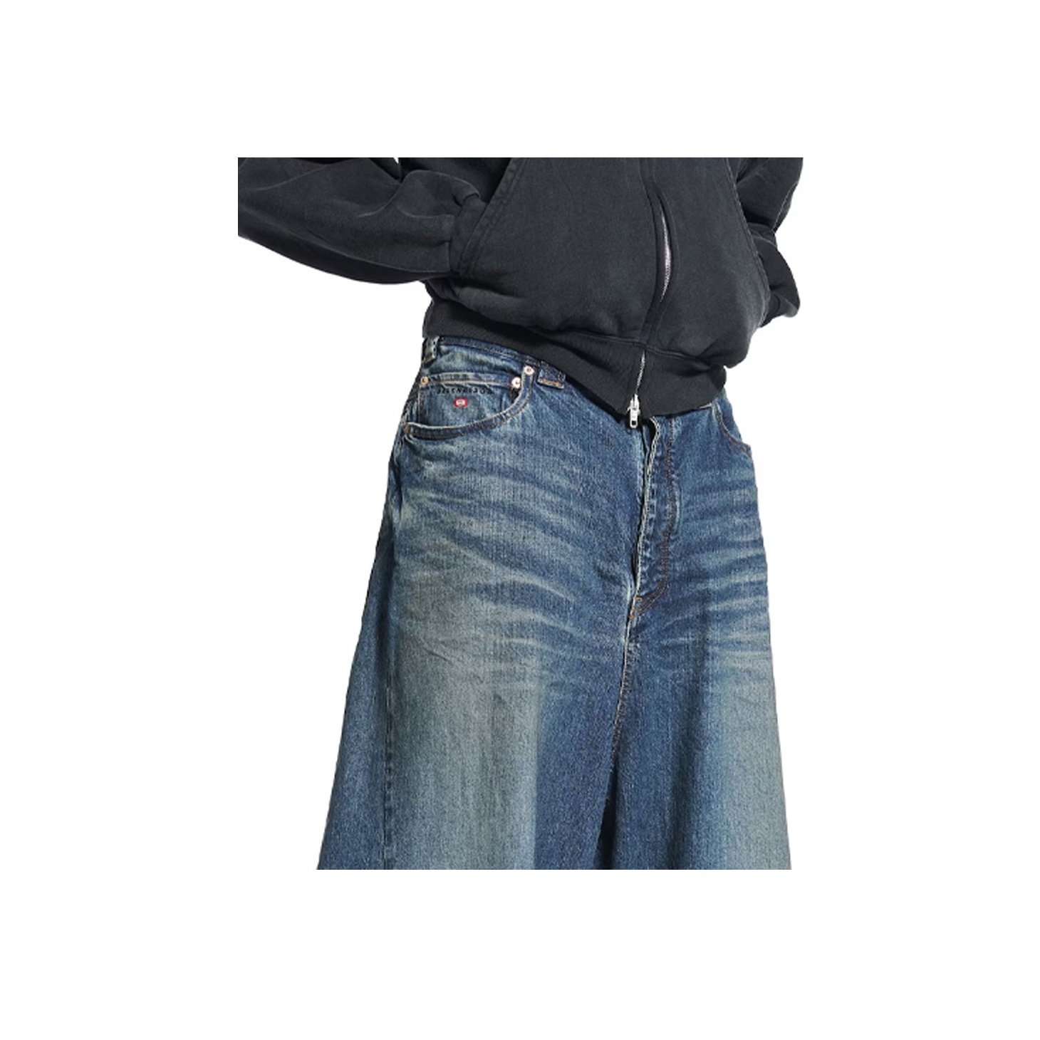 デニム・ジーパン BALENCIAGA SS25 WIDE LEG BAGGY PANTS (824300TSW71 4011) Balenciaga SS25 Jeans Loose Fit Style Men's Dark Blue - POIZON