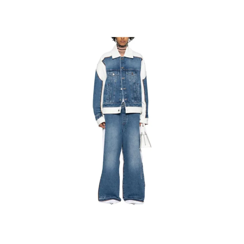 Jean Paul Gaultier Contrast Panel Denim Jacket 'Vintage Blue/White'-1