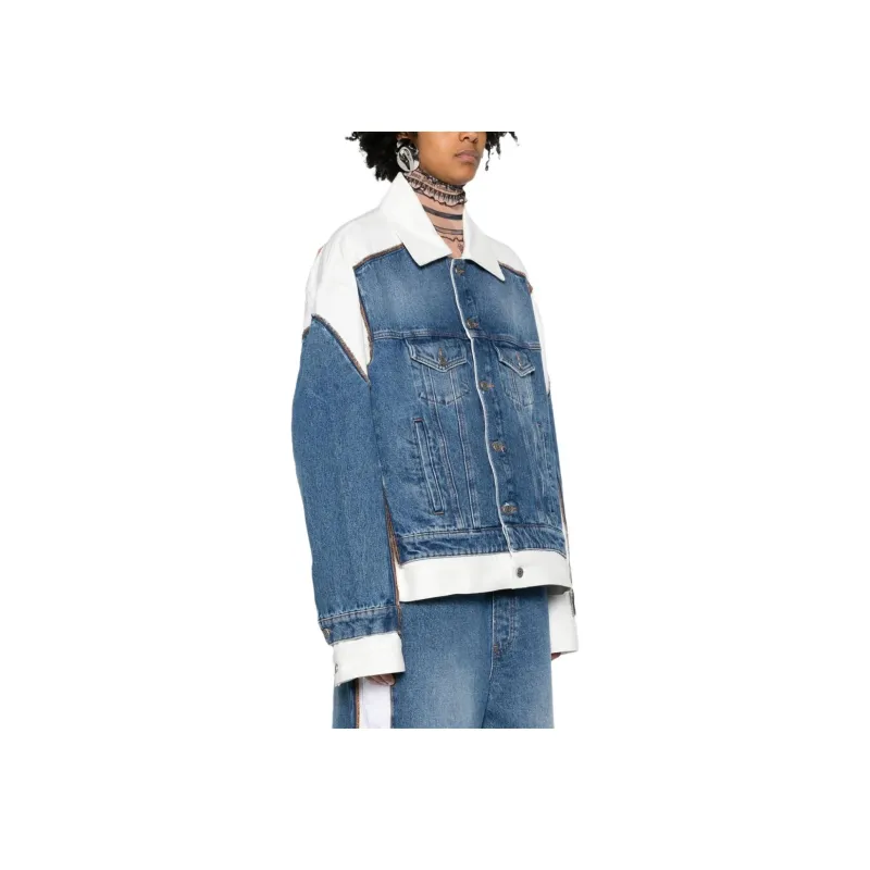 Jean Paul Gaultier Contrast Panel Denim Jacket 'Vintage Blue/White'-3