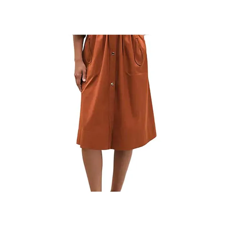 HERMES SS25 Long-Sleeved Dresses Women's Red Brown-3