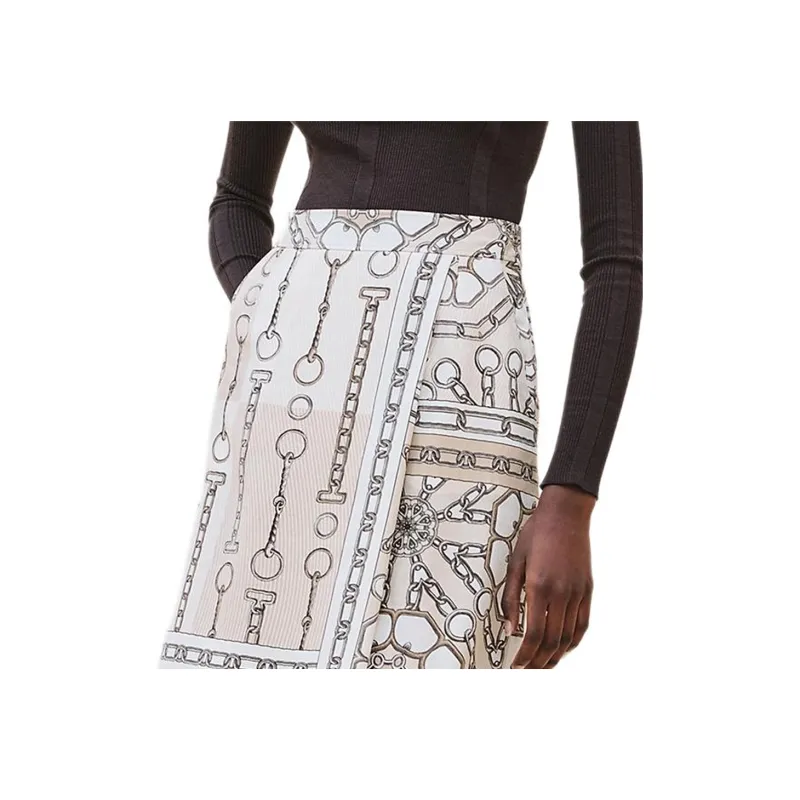 HERMES Casual Long Skirt Women's Beige-4