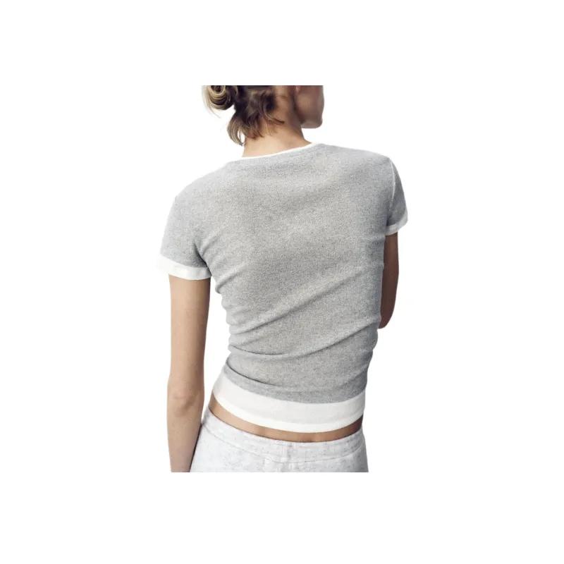 ZARA Regular T-Shirt Women's Zebra Print Gray-2