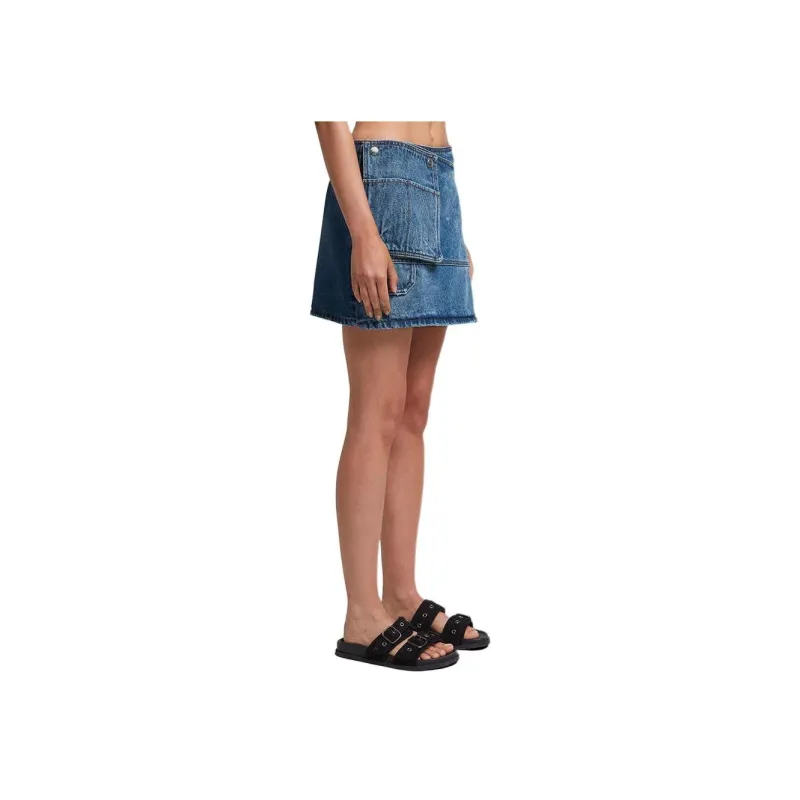 MSGM Denim Short Skirts Women's Marine Blue-2