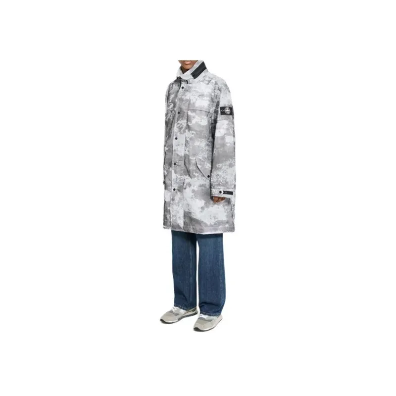 STONE ISLAND Compass Badge High Neck Mesh Overlay Parka-2