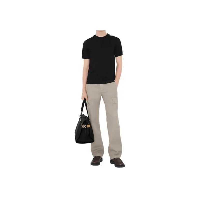 Burberry Checkered Trim Crewneck T Shirt-1