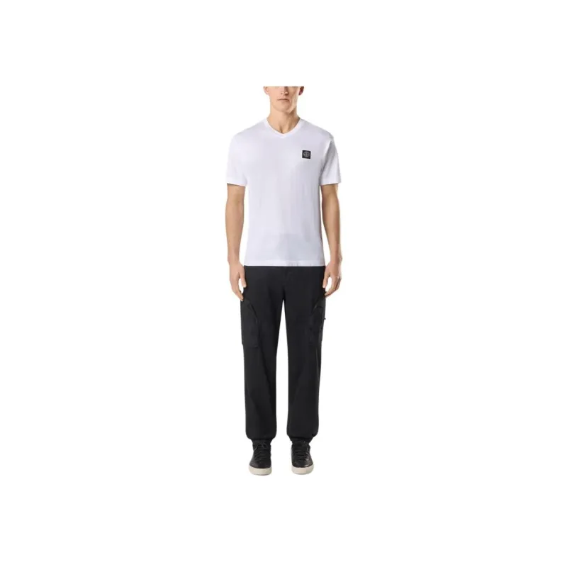 STONE ISLAND Compass Patch V Neck T Shirt-1