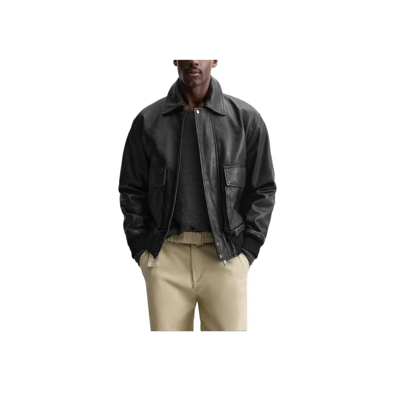 ZARA Leather Jacket Men's Black-3