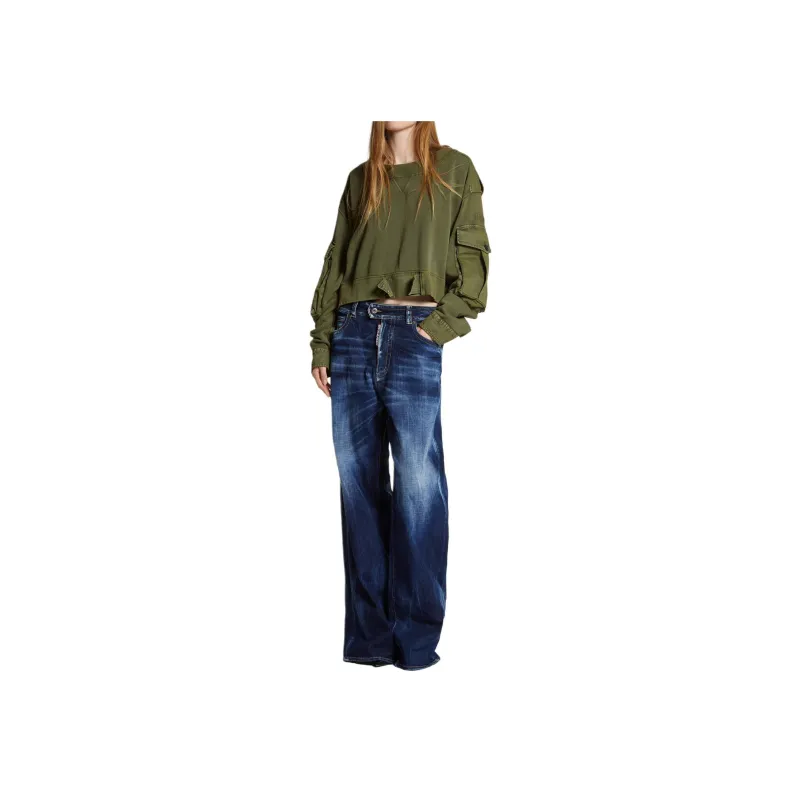 DSQUARED 2 Logo Patch Wide Leg Jeans-2