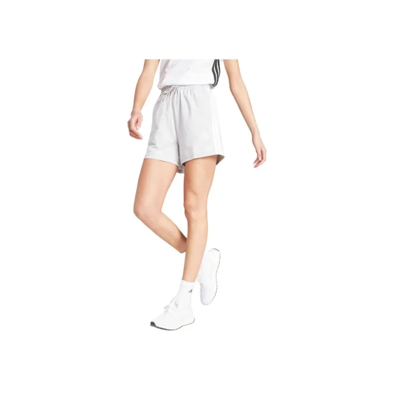 Adidas Women's Essentials 3 Stripes Cotton Shorts Light Grey Heather/White-3