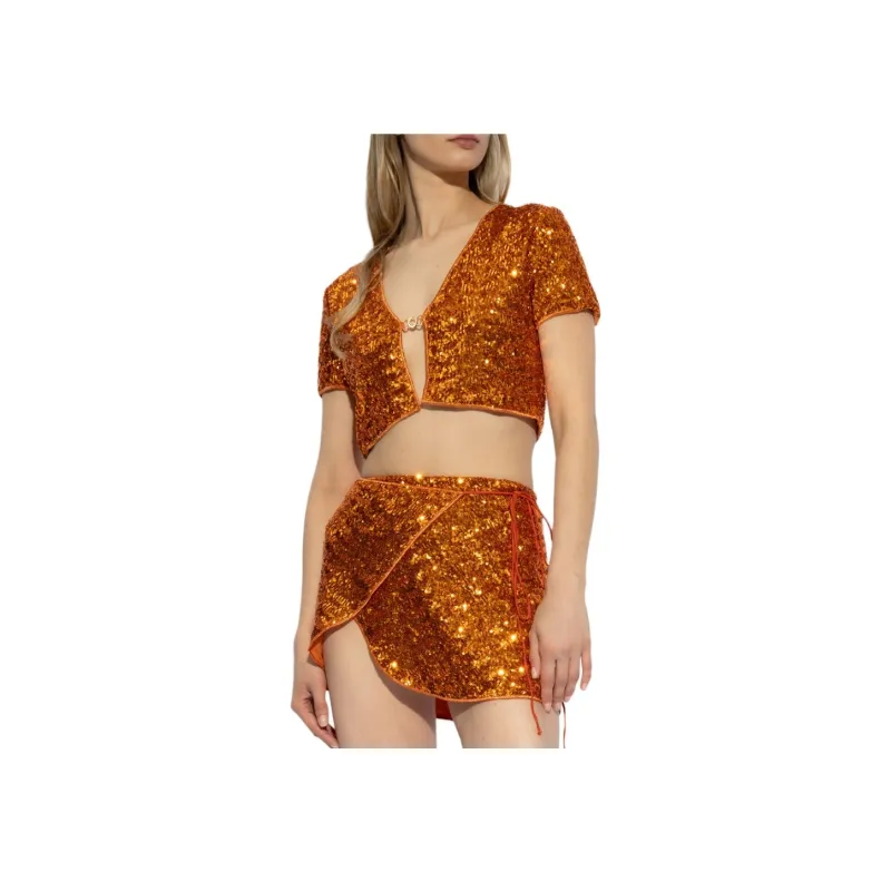 Oséree Sequined Cropped Cardigan-4