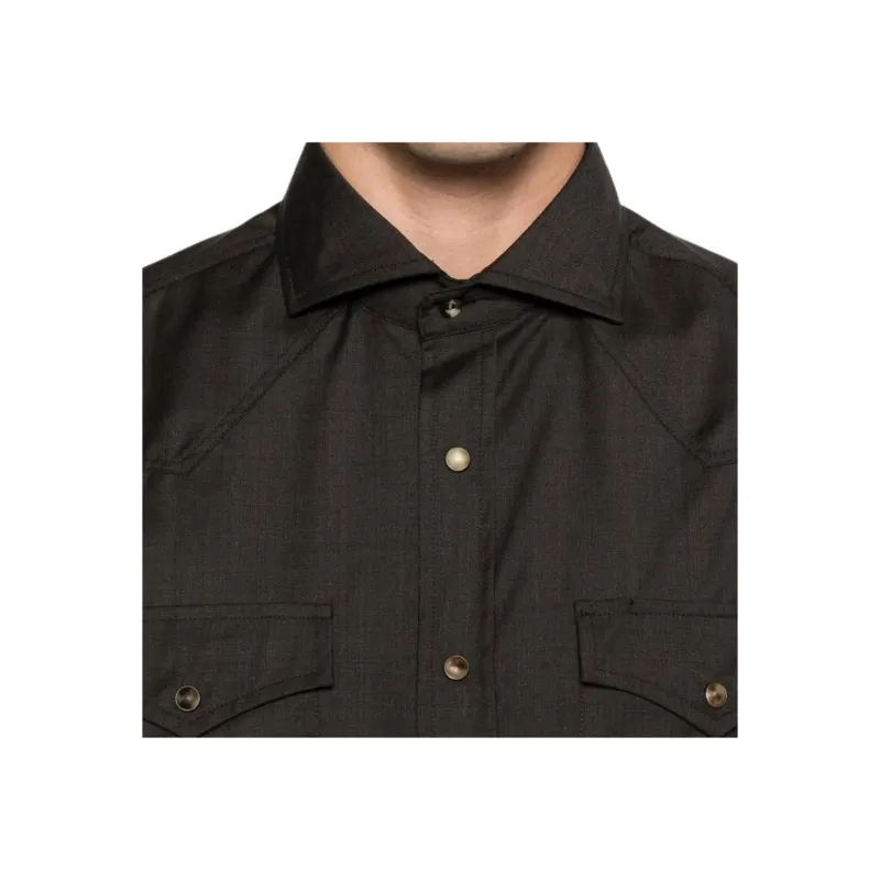 Brunello Cucinelli Long Sleeved Spread Collared Shirt-2