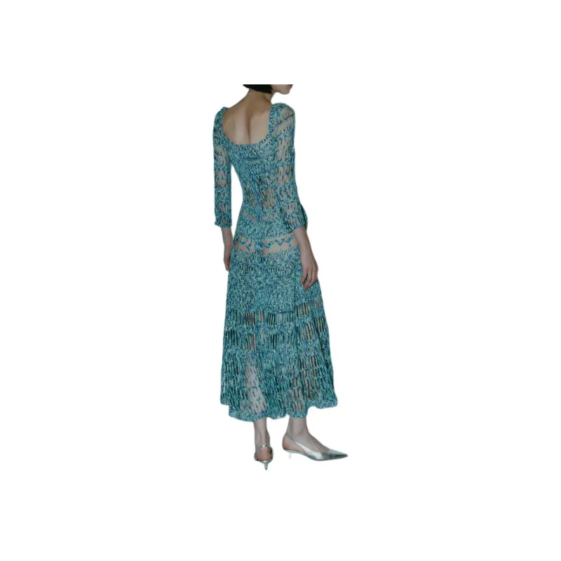 Antonino Valenti Long Sleeved Dresses Women's Blue Green-3