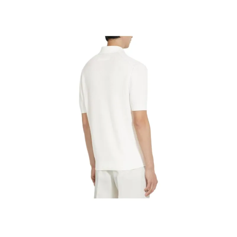 Zegna V neck Cotton Polo Shirt-2