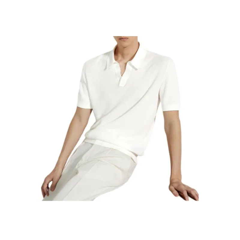 Zegna V neck Cotton Polo Shirt-3