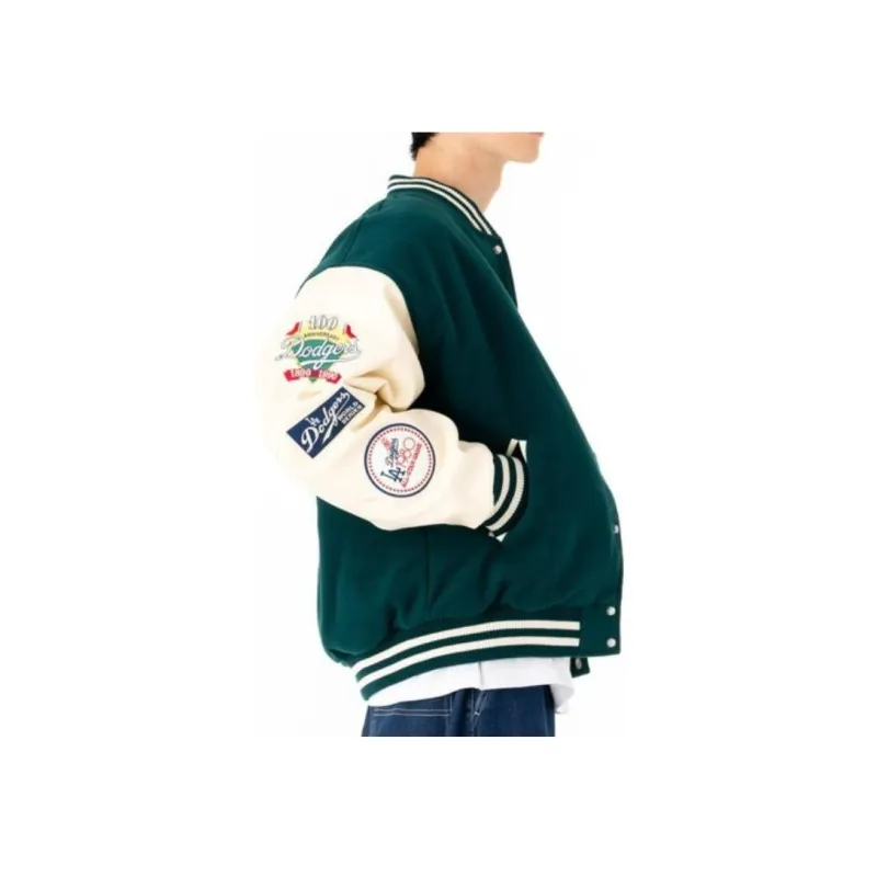 New Era Baseball Jacket Unisex White Green-4