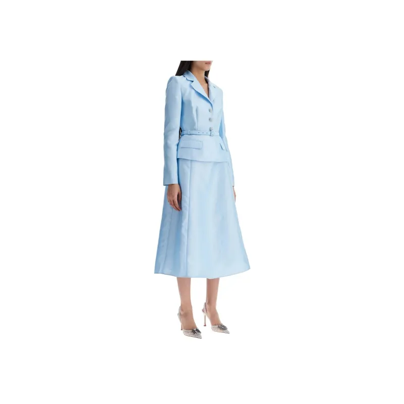 Self portrait Long Sleeved Taffeta Midi Dress-1