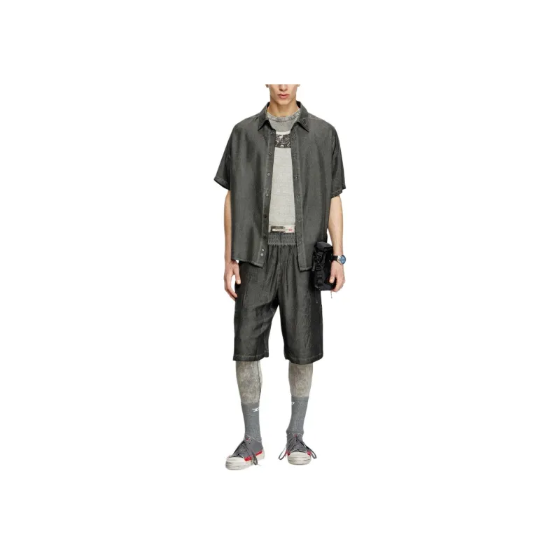 DIESEL S Leon Crinkled Short Sleeved Shirt-1