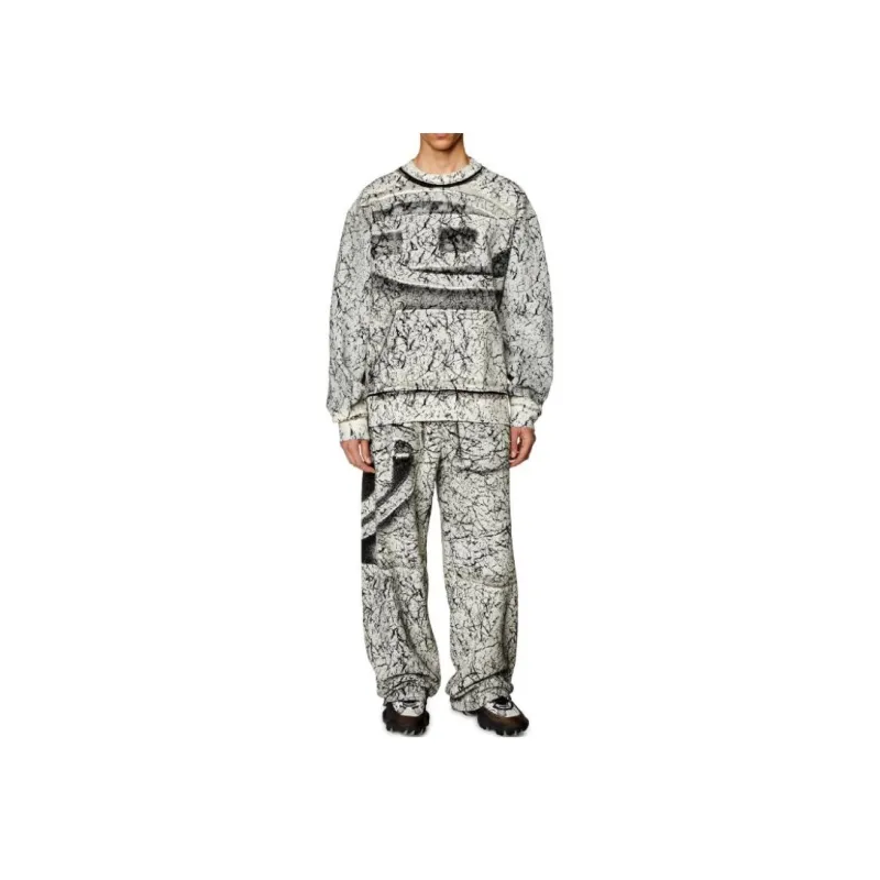 DIESEL Oval D Cracked-Paint Effect Cargo Pants-3