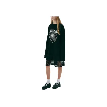 MARDI MERCREDI SS25 UNISEX TSHIRT LONG SLEEVE FLOWERMARDI_BLACK IVORY T Shirt Korean Style Unisex Black Ivory