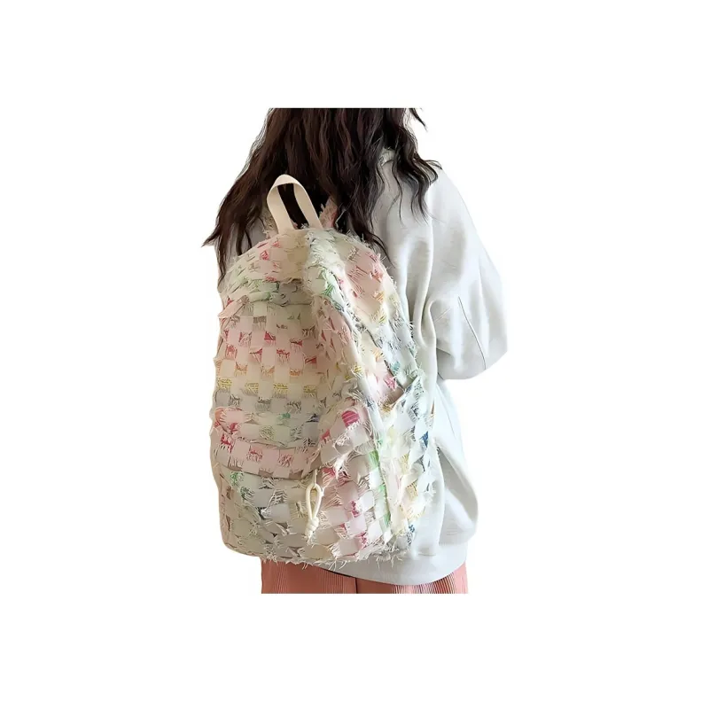 H YXIANG Canvas Backpack Women's Multicolor-2