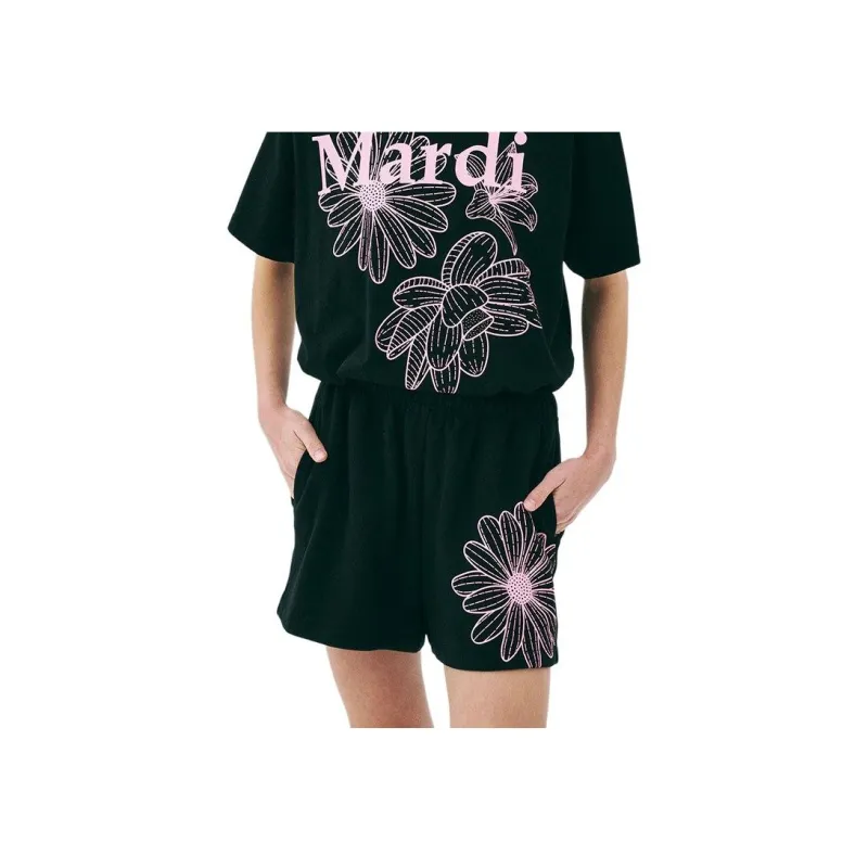 MARDI MERCREDI SS25 SWEAT SHORTS FLOWER_BLACK PINK Casual Shorts Korean Style Women's Black Pink-5