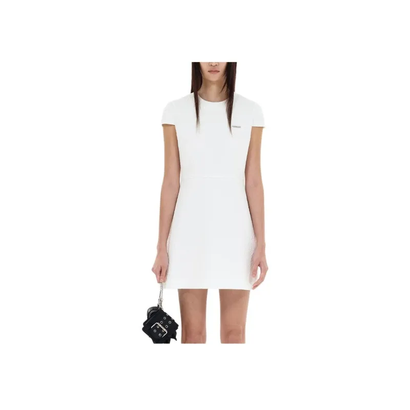 WE11DONE SS25 Short Sleeved Dress Women's White-2