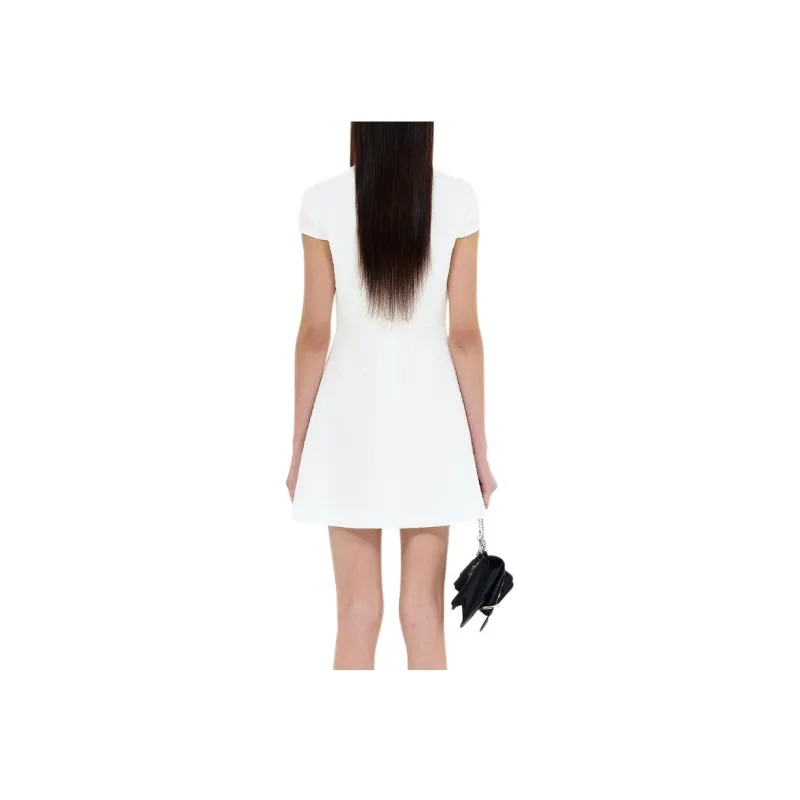 WE11DONE SS25 Short Sleeved Dress Women's White-4