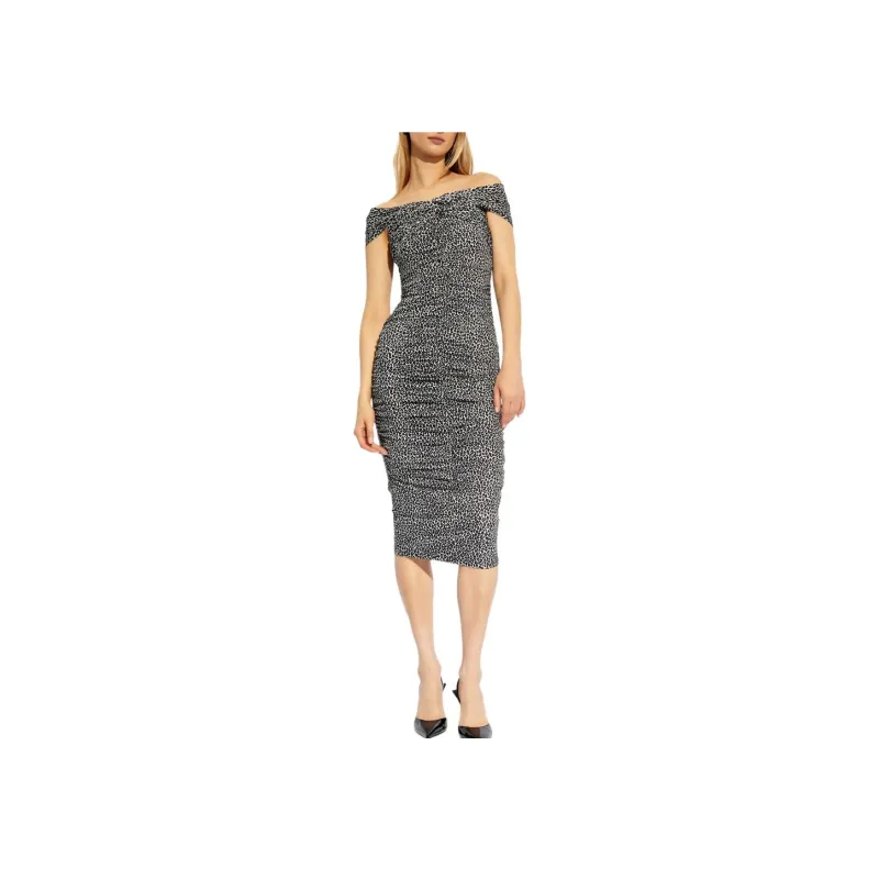 MICHAEL KORS Leopard Print Stretch Matte Jersey Off-The-Shoulder Dress-1