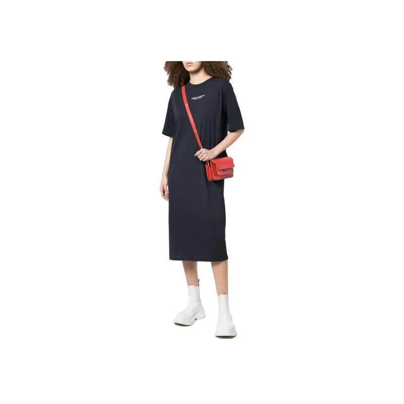 ARMANI EXCHANGE Logo-print Side-slit T-shirt Dress-1
