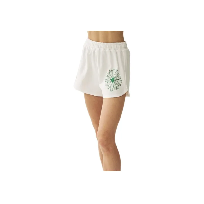 MARDI MERCREDI SS25 MINI SWEAT SHORTS FLOWER_WHITE GREEN Casual Shorts Korean Style Women's White Green-3