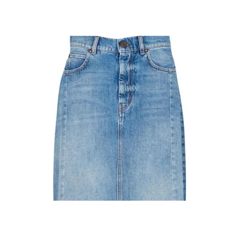 WEEKEND MaxMara Gesso Front Slit Denim Skirt-1