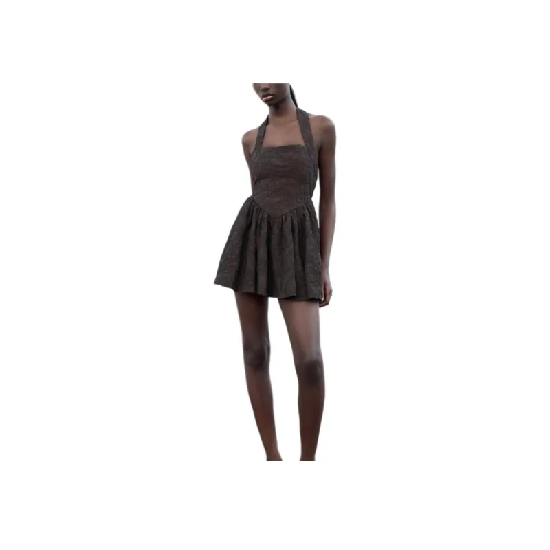 ZARA Sleeveless Dress Women's Chocolate-2