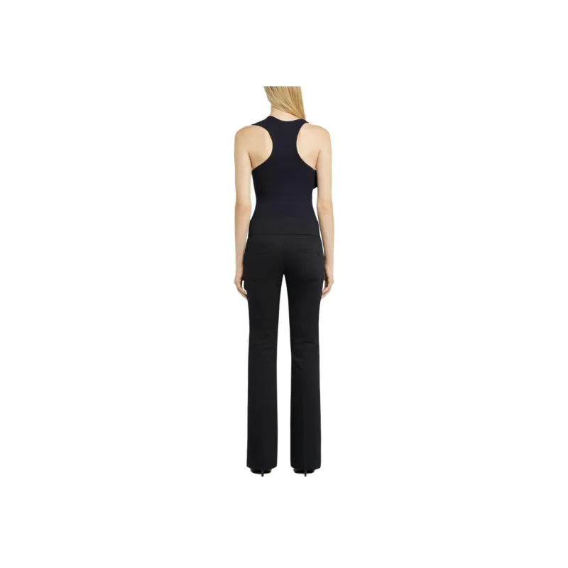 Courrèges Double Buckle 90s Rib Tank Top 'Black'-2
