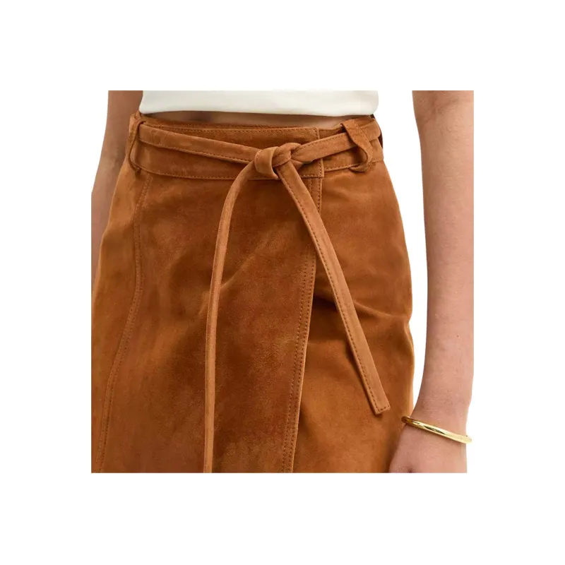 COACH SS25 Leather Short Skirts Women's Warm Brown-4