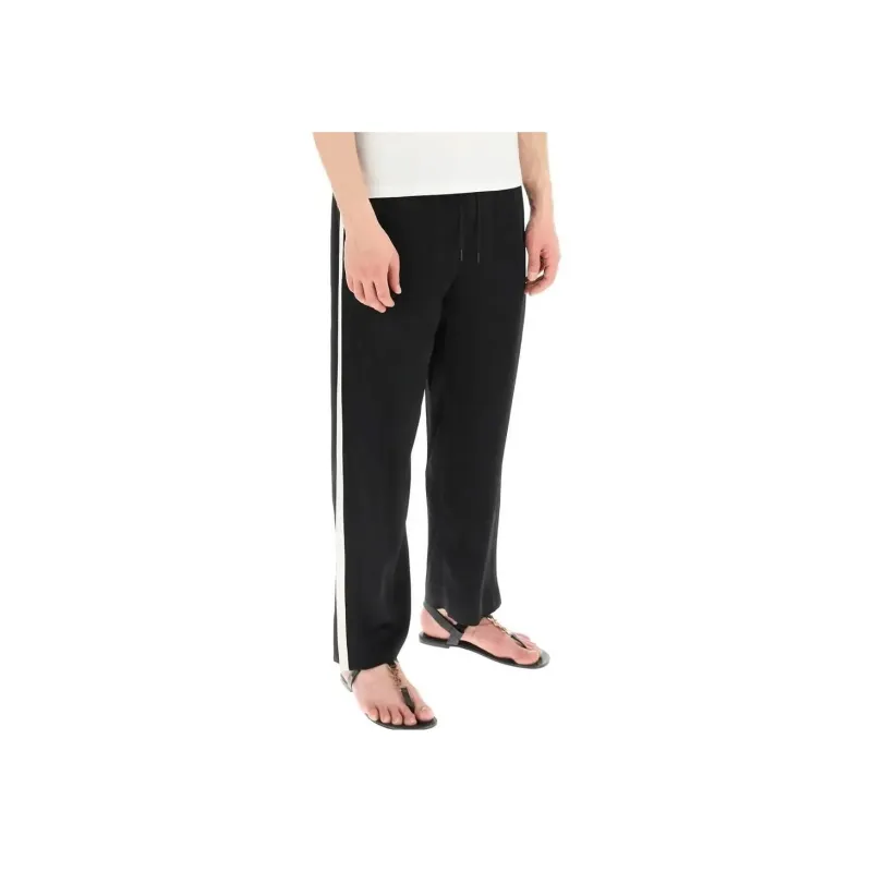 SAINT LAURENT Embroidered logo Striped Track Pants-2
