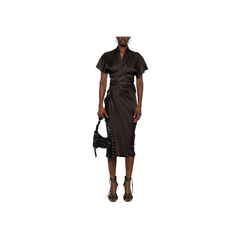 RICK OWENS Tie fastening Satin Wrap Dress-1