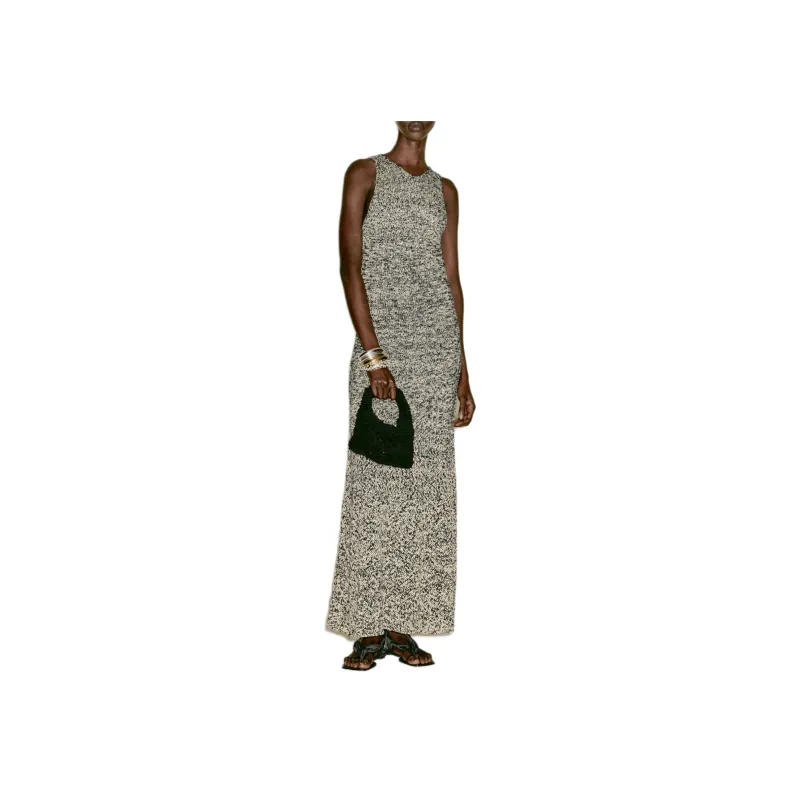 Massimo Dutti Slip Dress Women's White/Black-2