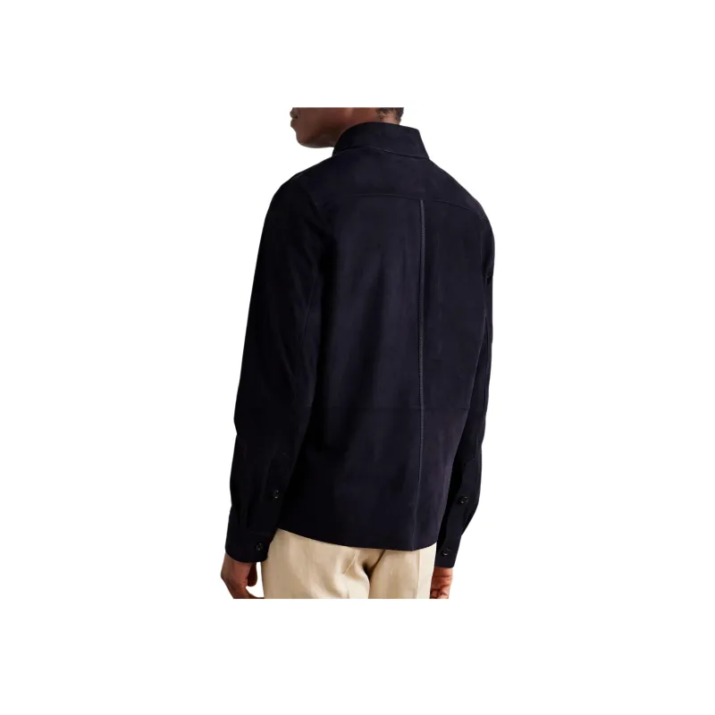 Polo Ralph Lauren Leather Jacket Men's Marine Blue-1