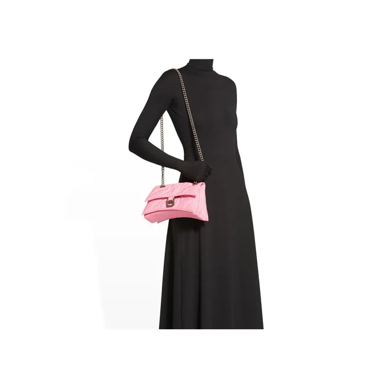 Balenciaga Crush Chain Bag Small Quilted Pink-6