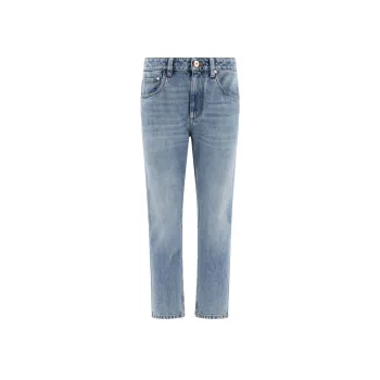 Brunello Cucinelli Logo Patch Straight Leg Jeans