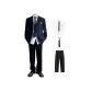 Navy Blue Coat+Shirt+Navy Blue Tie+Black Suit Pants