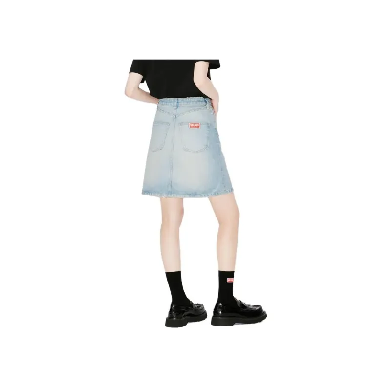 KENZO Straight Hem Denim Skirt-3