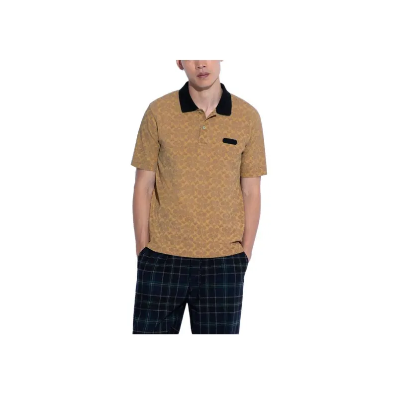 COACH Polo Shirt Men's Brown Yellow-1