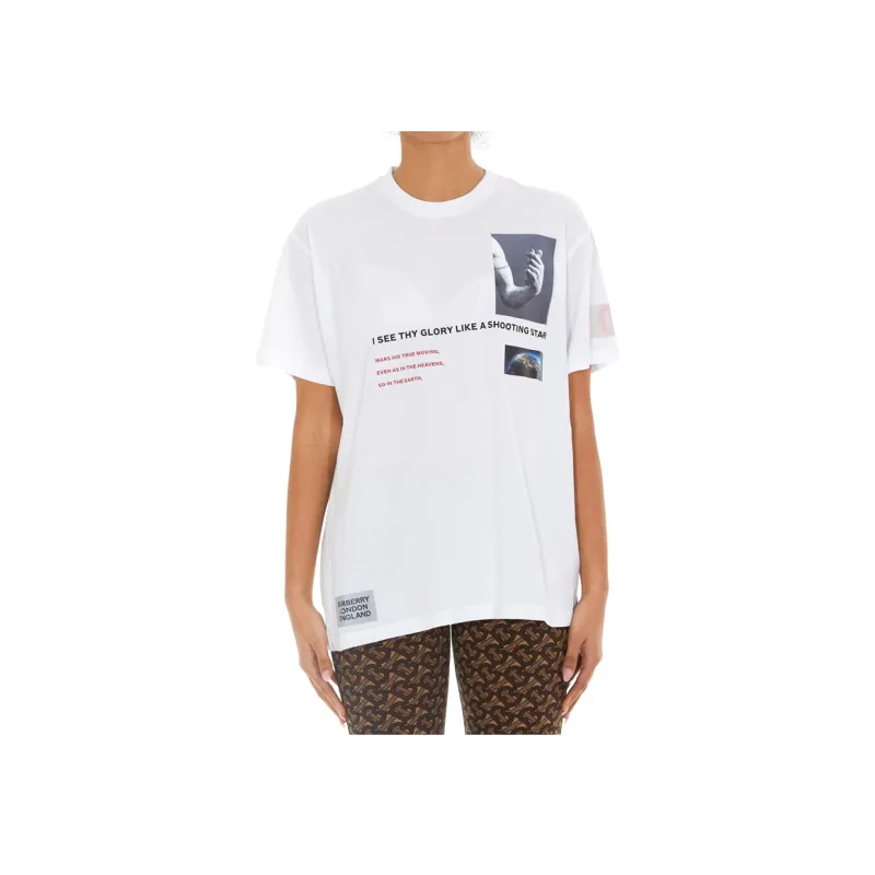 Burberry Women's Montage Print Cotton Short-Sleeve T-shirt White-1